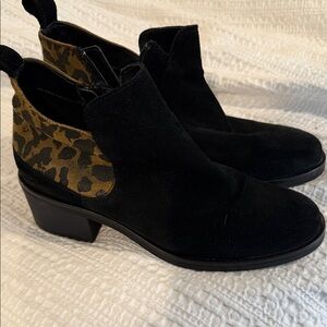 Clarks Black and Leopard Ankle Booties